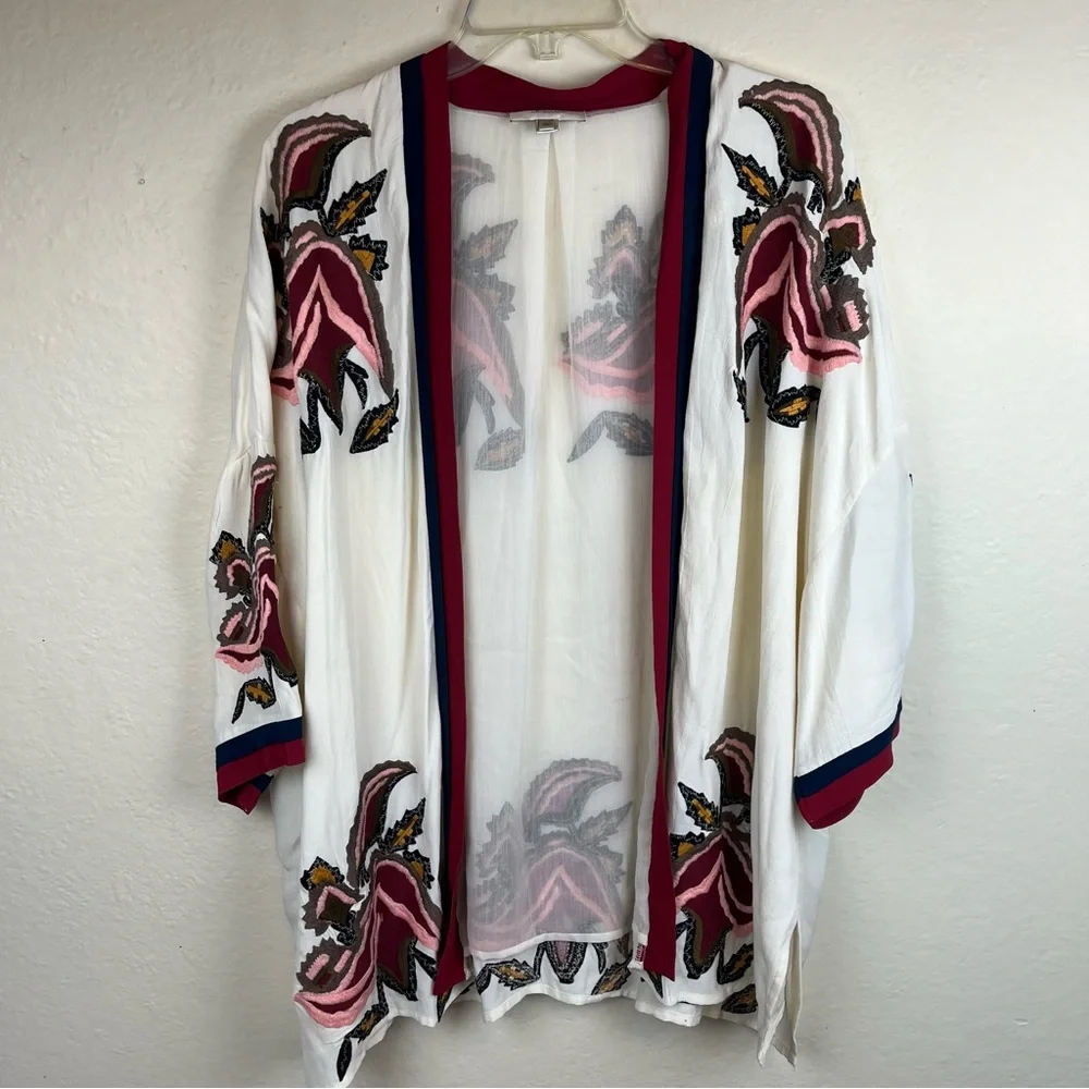 Anthro-Parodise- kimono style jacket with flower embroidery-Woman’s One size - Picture 5 of 14